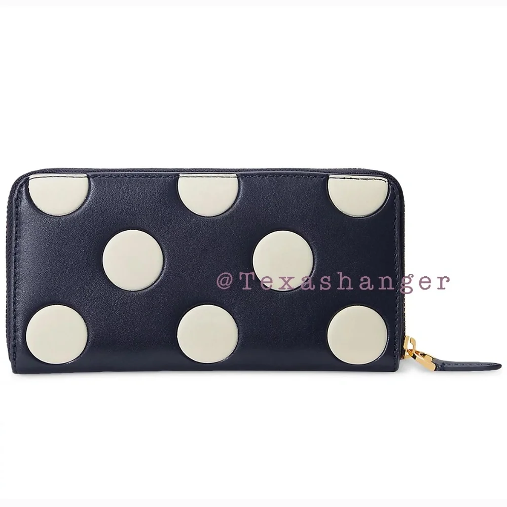 NWT Lauren Ralph Lauren Polka Dot Debossed Leather Continental Wallet - Picture 3 of 10